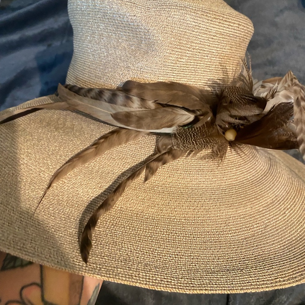 Nordstrom Tan and Brown Wide-Brimmed Straw Hat